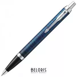 Ручка шариковая Parker "Im Blue Origin Ct", корпус черный матовый, хромированные детали, синяя