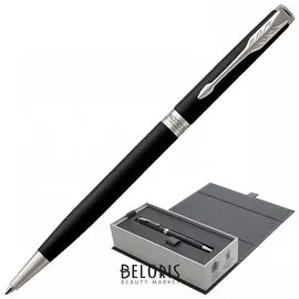 Ручка шариковая Parker "Sonnet Core Matt Black Ct Slim", тонкая, корпус черный матовый лак, палладиевые детали, черная