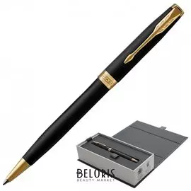 Ручка шариковая Parker "Sonnet Core Matt Black Gt", корпус черный матовый лак, позолоченные детали, черная