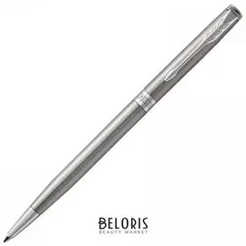 Ручка шариковая Parker "Sonnet Core Stainless Steel Ct Slim", тонкая, корпус серебристый, палладиевые детали, черная