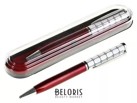 Ручка шариковая, подарочная, в пластиковом футляре, поворотная, бордово-белая, «Мозайка», бордово-белая