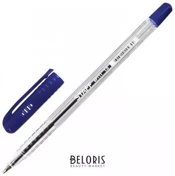 Ручка шариковая Staff, синяя, шестигранная, корпус прозрачный, пишущий узел 1 мм, линия письма 0,5 мм