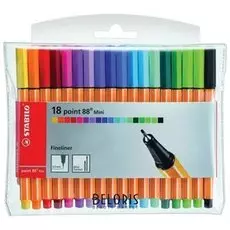 Ручки капиллярные Stabilo в наборе из 18 штук, "Point 88 Mini", ассорти, линия письма 0,4 мм