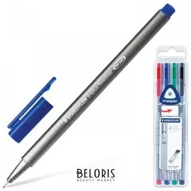 Ручки капиллярные Staedtler в наборе из 4 шт., ассорти, трехгранные, линия письма 0,3 мм