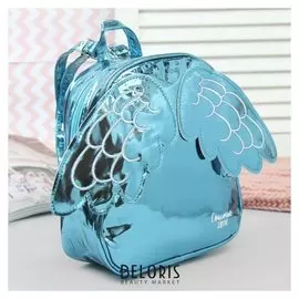 Рюкзак детский, отдел на молнии, с крыльями, цвет голубой