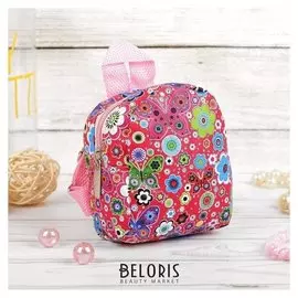 Рюкзак для куклы «Цветочки», цвет красный