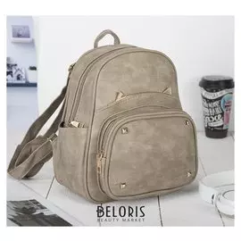 Рюкзак молодёжный, отдел на молнии, 4 наружных кармана, цвет бежевый