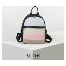 Рюкзак молодёжный, отдел на молнии, 5 наружных карманов, цвет чёрный