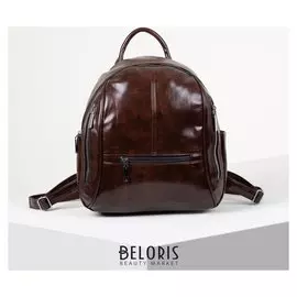 Рюкзак молодёжный, отдел на молнии, 6 наружных карманов, цвет коричневый