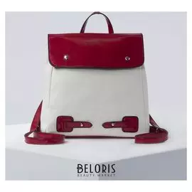 Рюкзак молодёжный, отдел на молнии, цвет бежевый/красный