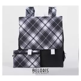 Рюкзак молодёжный, отдел на молнии, с косметичкой, цвет чёрный/белый