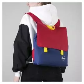 Рюкзак молодёжный, с косметичкой, отдел на молнии, цвет синий/красный