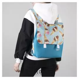 Рюкзак молодёжный, с косметичкой, отдел на молнии, цвет голубой