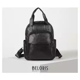 Рюкзак школьный, 2 отдела на молнии, 2 наружных кармана, 2 боковых кармана, цвет чёрный