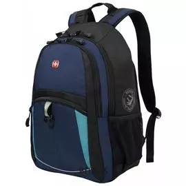 Рюкзак WENGER, универсальный, сине-черный, бирюзовые вставки, 22 л, 33х15х45 см