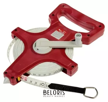 Рулетка землемерная "Курс", фибергласовая лента, 30 м, красный открытый корпус