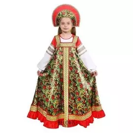 Русский народный костюм «Рябинушка», платье длинное, кокошник, бомбоны на шнурке, р. 28, рост 98-104 см