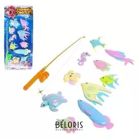 Рыбалка "Морские обитатели" 10 рыбок, удочка