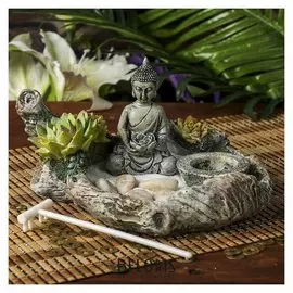 Сад дзен полистоун "Будда в саду камней" 11,5х18х22 см