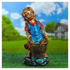 Садовая фигура "Девочка с корзинкой", разноцветная, 37 см