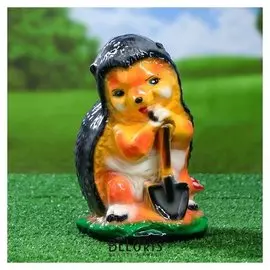 Садовая фигура "Ёжик с лопаткой", глянец, разноцветный, 27 см