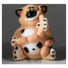 Садовая фигура "Кот с сосисками", глянец, оранжевый цвет, 29 см