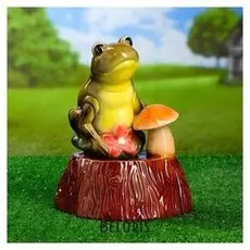 Садовая фигура "Квакуша на пне", 33 см