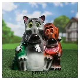 Садовая фигура "Волк и пес", глянец, 27 см
