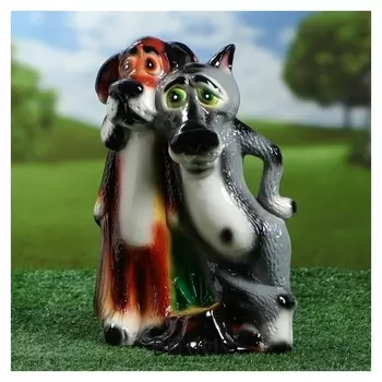 Садовая фигура "Волк и пес", глянец, 33 см