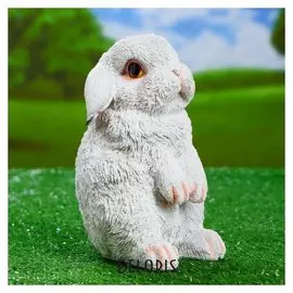 Садовая фигура "Зайка шуня" белый 12х12х19см