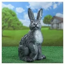 Садовый сувенир "Заяц", серый, глянец, 40 см