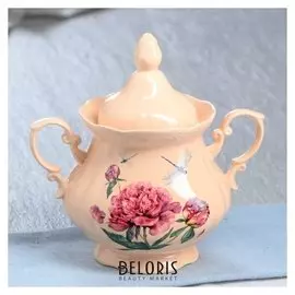 Сахарница "Камелия" персик, цветы, 0,5 л