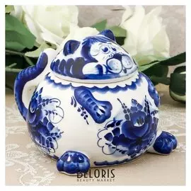 Сахарница «Кот», гжель