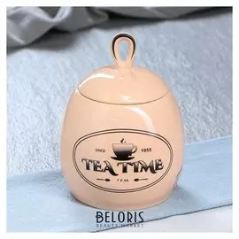 Сахарница "Петелька" 0,5 л, персик, глазурь, рисованный