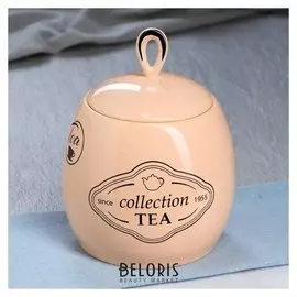 Сахарница "Петелька" 0,8 л, персиковая, глазурь, с рисунком