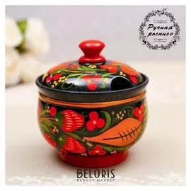 Сахарница «Ягодка», малая, 10×9,5×9,5 см, хохлома