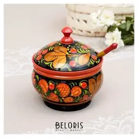 Сахарница«Ягодка», с ложкой, 15×13 см, хохлома