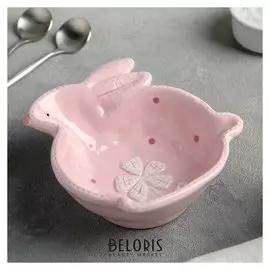 Салатник "Пасхальный кролик", 14×13 см, цвет розовый