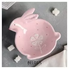 Салатник "Пасхальный кролик", 17×15 см, цвет розовый