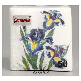 Салфетка бумажные гармония цвета многоцветие ирисы 50 л
