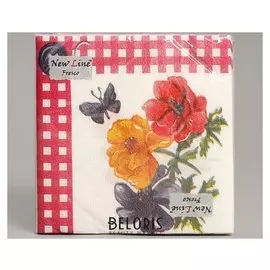 Салфетка бумажные New Line Fresco цветок с пуговкой 2-слоя 20 листов 33*33