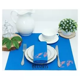 Салфетка "Этель" креветки 40*40 -2шт, саржа, цв. синий, 100% хл, 200 гр/м2