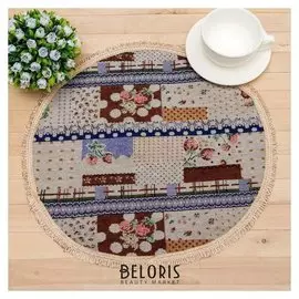 Салфетка "Этель" пэчворк с бахромой D40 ± 2 см