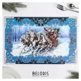 Салфетка на стол «С новым годом», кони ПВХ 43х40