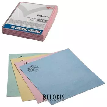 Салфетка VILEDA "ПВАмикро", комплект 5 шт., искусственная замша, красная, 35х38 см