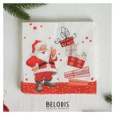 Салфетки бумажные «Дед мороз и подарки», 33х33 см, набор 20 шт.