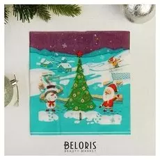 Салфетки бумажные «Дед мороз и снеговик у ёлки», 33х33 см, набор 20 шт.