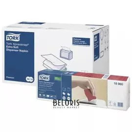 Салфетки бумажные для диспенсера Tork (N4) "Xpressnap", комплект 5 пачек по 200 шт., 21,3х16,5 см, бордовые