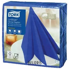 Салфетки бумажные нетканые сервировочные TORK LinStyle Premium, 39х39 см, 50 шт., темно-синие