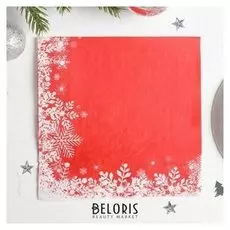 Салфетки бумажные «Снежинки на красном», 33х33 см, набор 20 шт.